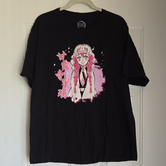 Demon Slayer Tops - Demon Slayer Black Anime Graphic T-Shirt